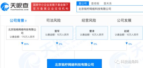 雷軍參股成立北京銳檸網絡科技公司，持股5%，布局信息系統集成服務